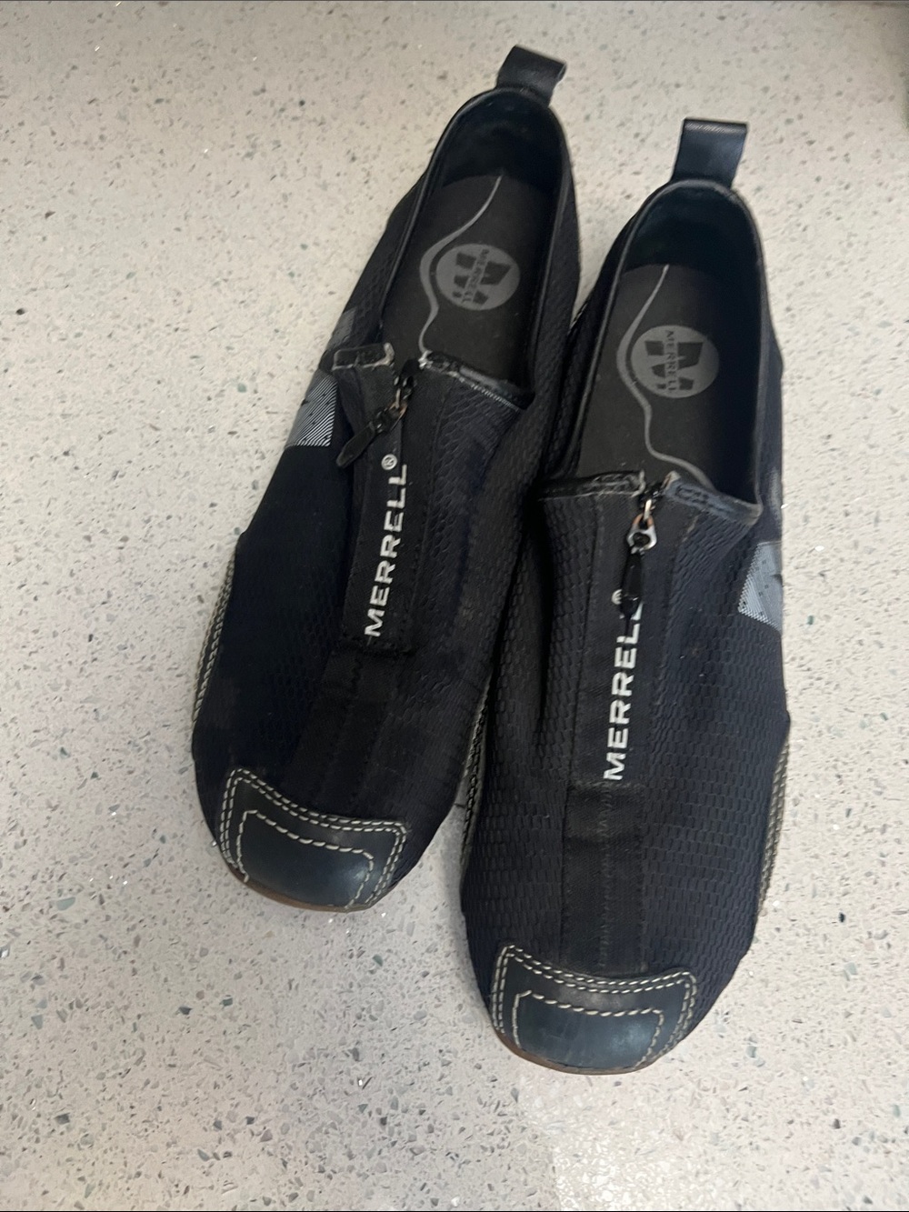 Merrell Black Mesh Sneakers with Front Zipper